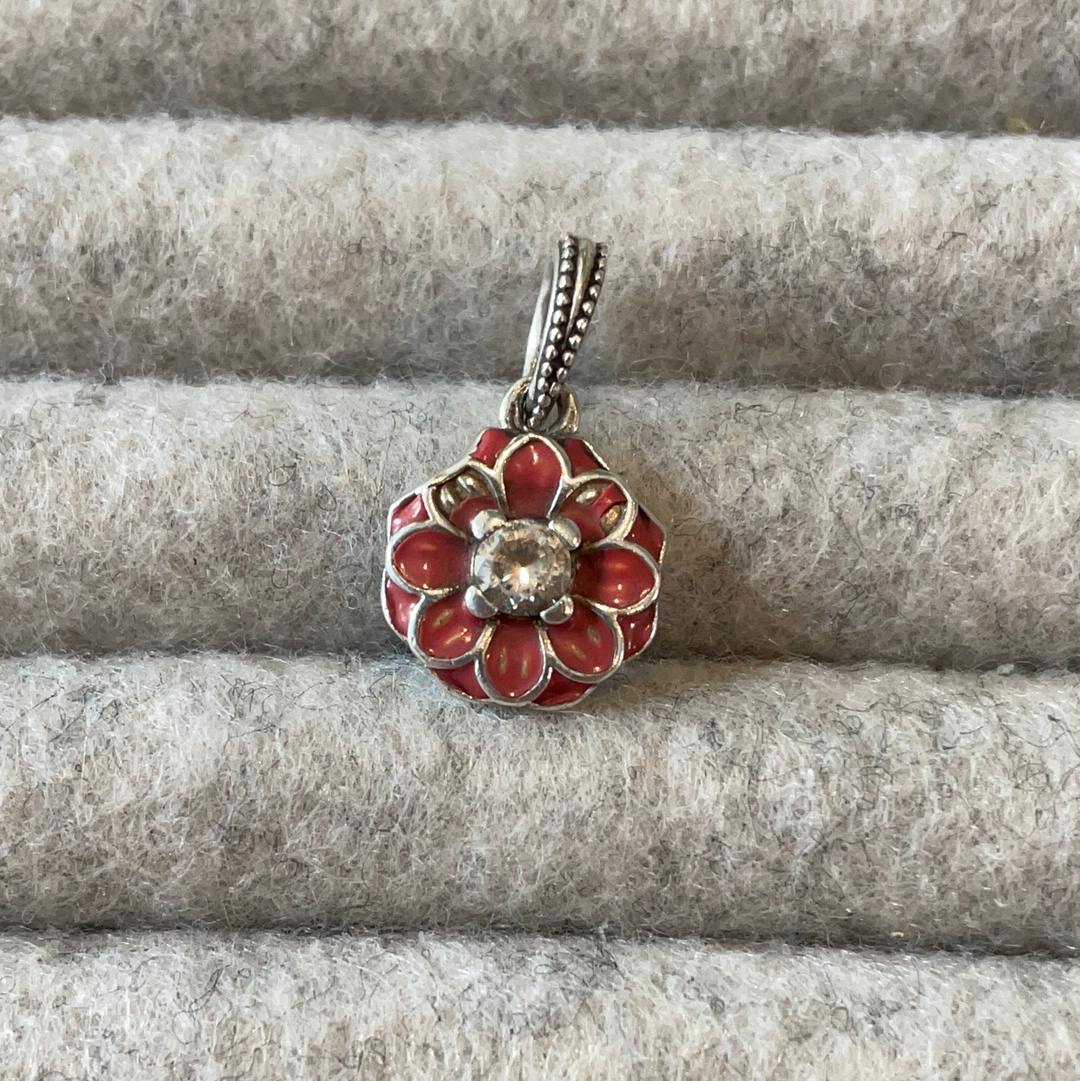 Genuine Pandora Red Enamel Flower Pendant