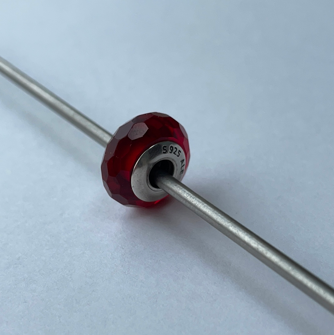 Genuine Pandora Red Faceted Glass Murano