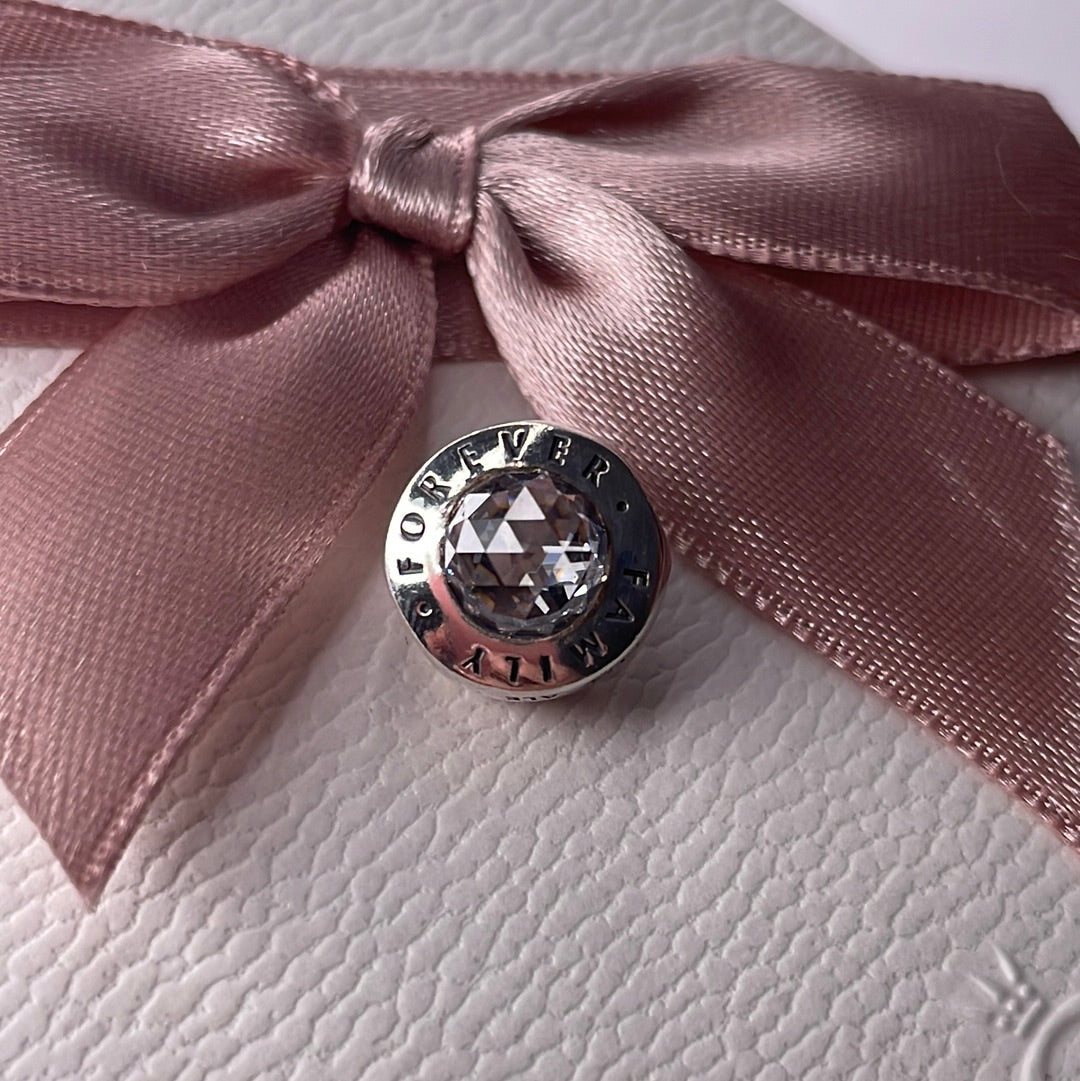 Genuine Pandora Family Forever Charm With Large Clear Stone