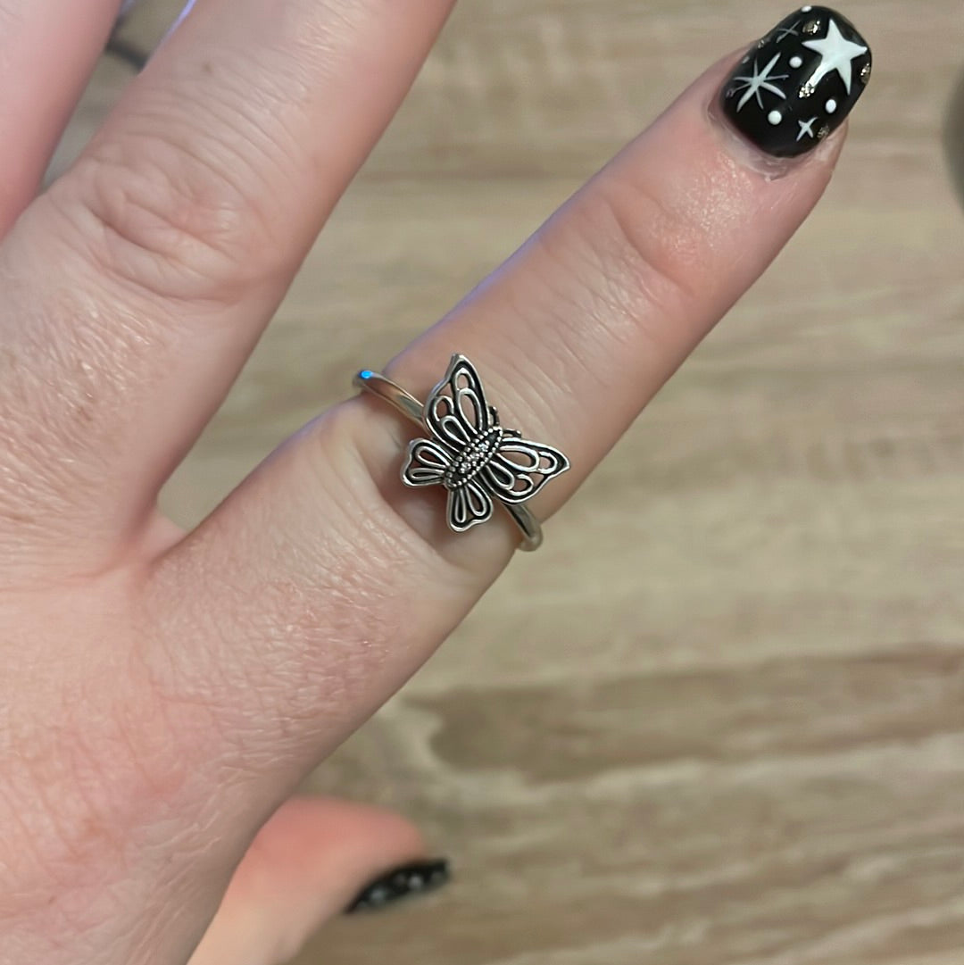 Genuine Pandora Openwork Pave Butterfly Sparkle Pave Ring