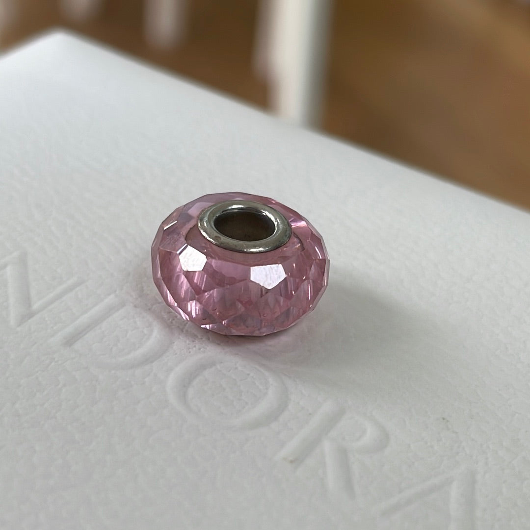 Genuine Chamilia Murano Pink Faceted Silver Charm