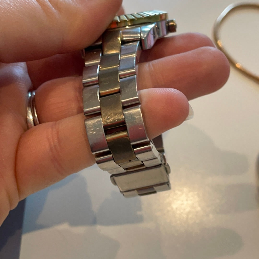 Genuine Pandora Grand C Black Diamond Large Watch Two Tone Gold Plated Bezel