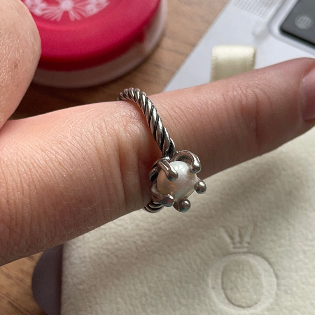 Genuine Pandora Ring With CUSTOM Pearl Size 56 PLEASE READ DESCRIPTION