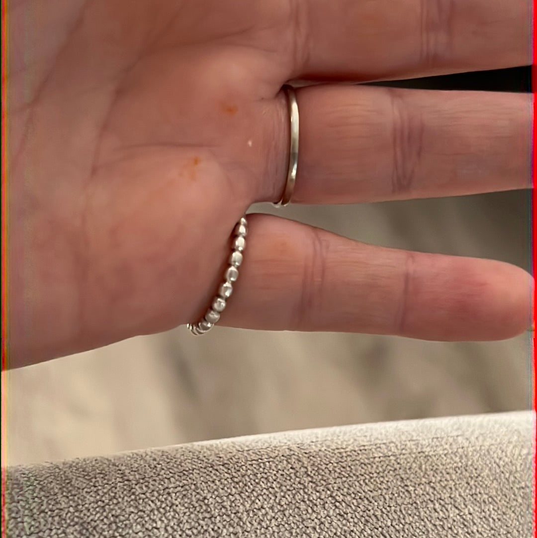 Genuine Pandora Grey Beaded Cabochon Ring in Size 50