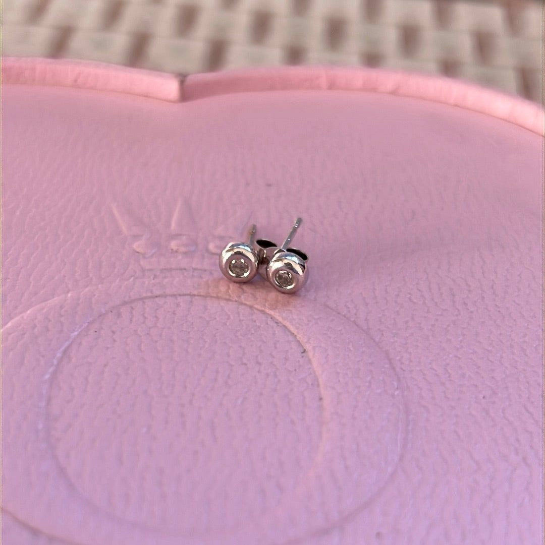Sterling Silver Tiny CZ Clear Stud Earrings