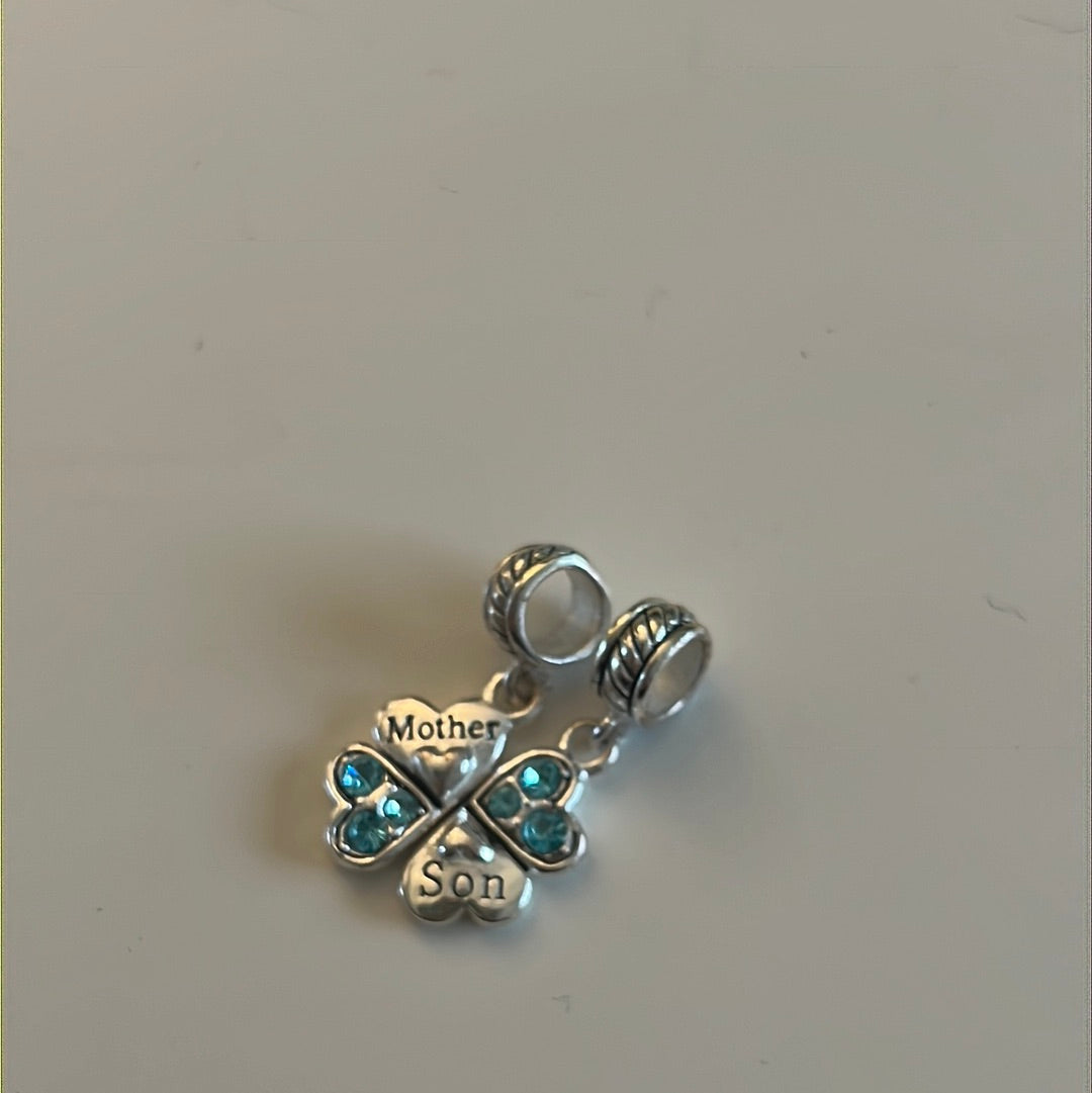 Sterling Silver Mother and Son Charm Hearts Charms
