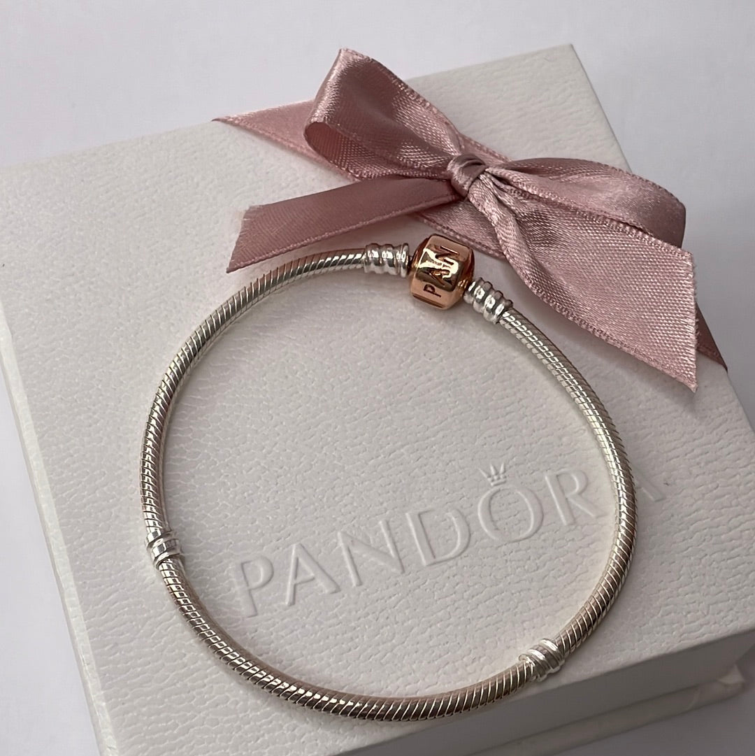Genuine Pandora Rose Gold Clasp Snake Chain Bracelet Sizes