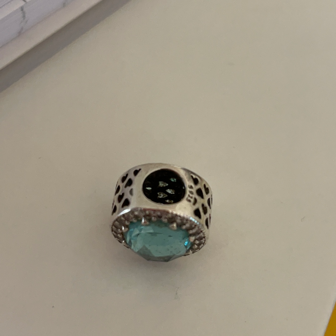 Genuine Pandora Beautiful Blue / Green Radiant Heart Charm