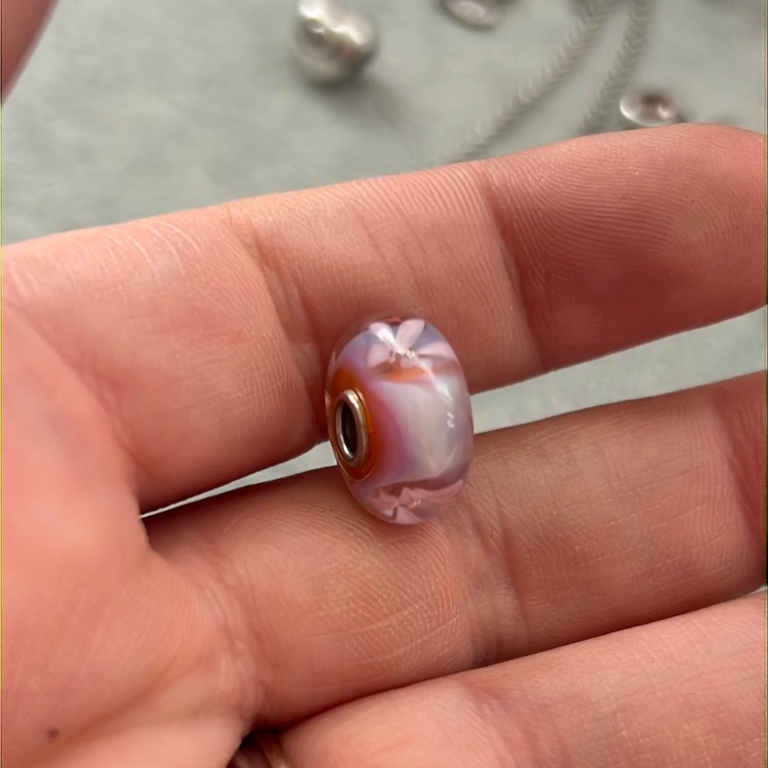 Genuine Trollbeads Pink Flower Murano Charm