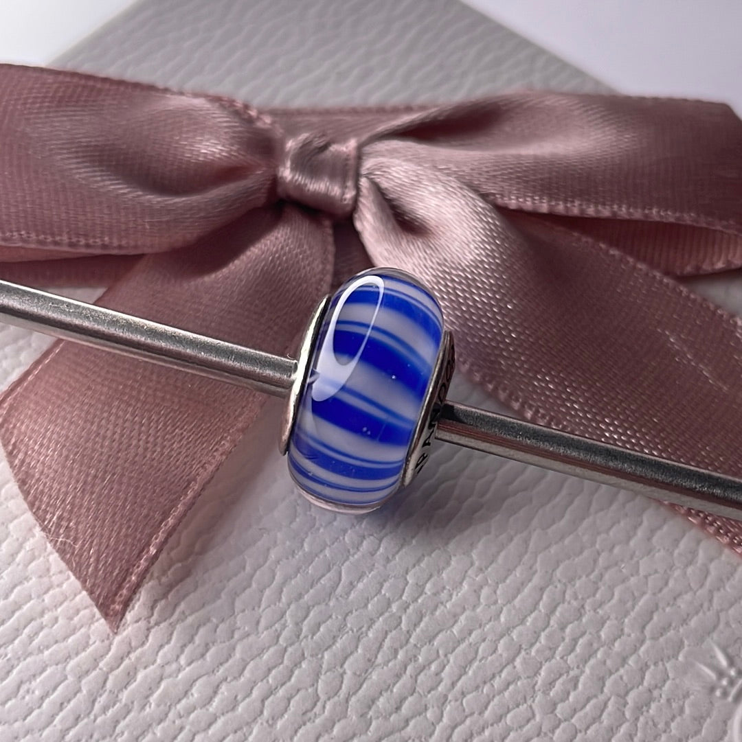 Genuine Pandora Candy Stripe Murano in Blue