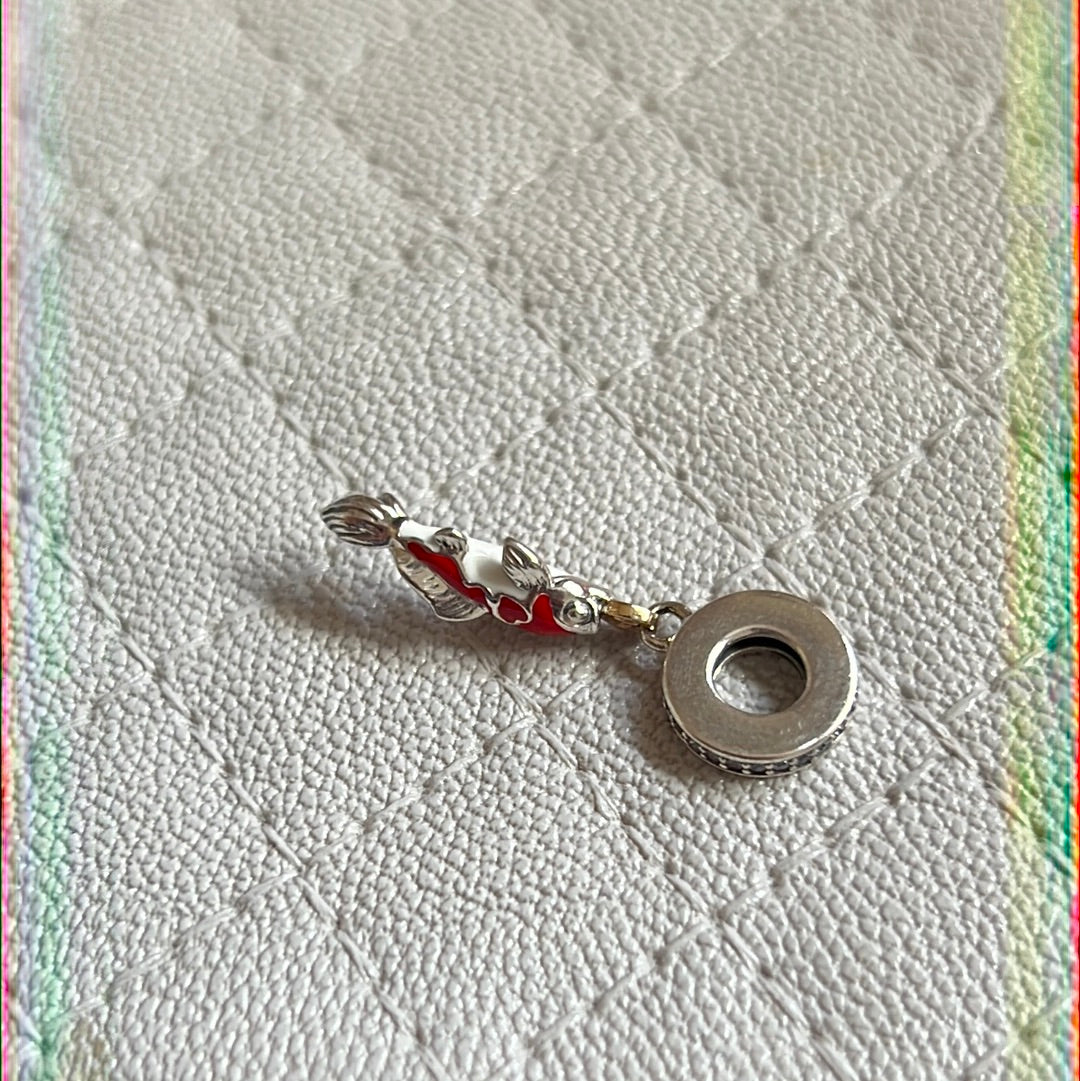Genuine Pandora RARE Exclusive Brand New Two Tone Lucky Good Fortune Koi Carp Dangle Charm