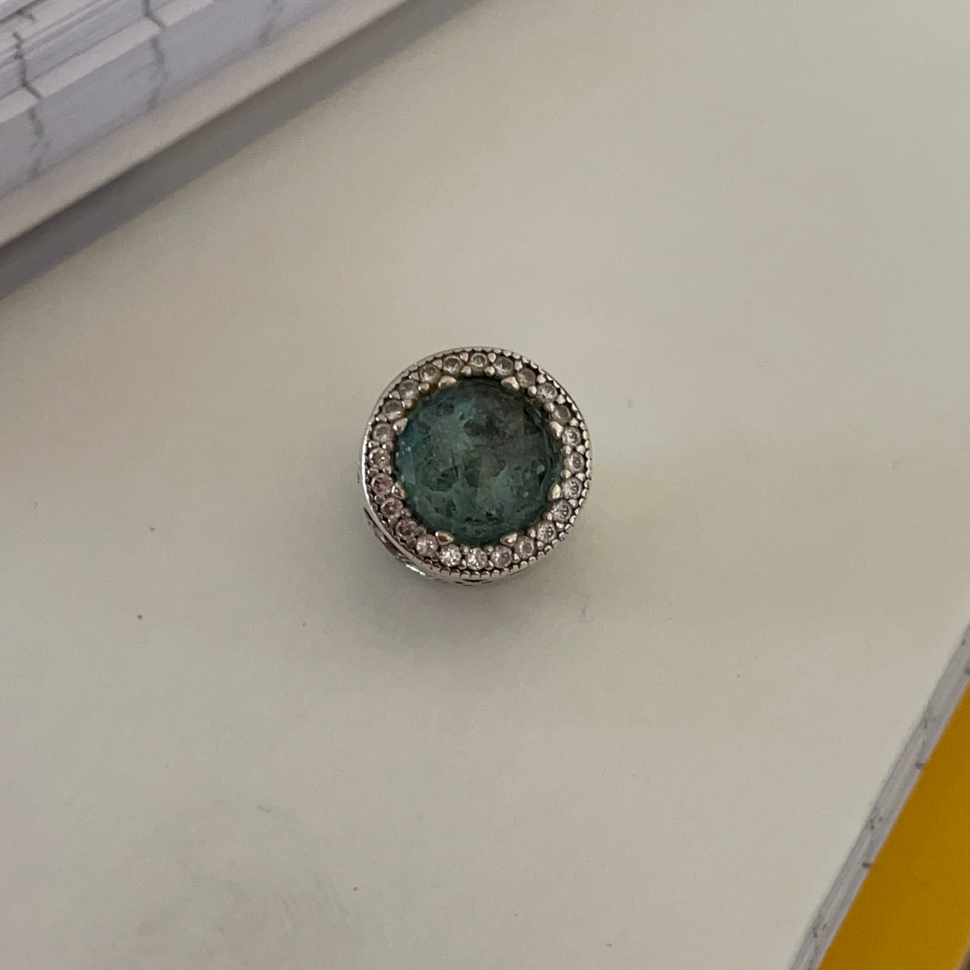 Genuine Pandora Beautiful Blue / Green Radiant Heart Charm