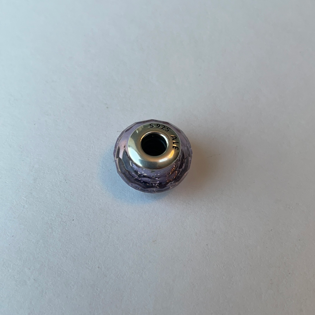 Genuine Pandora Purple Lilac Lavender Sparkle Glass Murano Faceted Charm