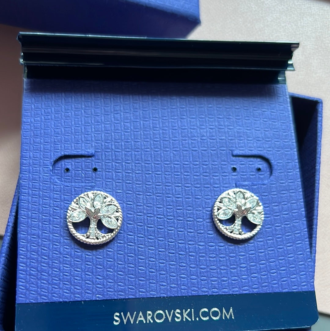 Brand New Genuine Swarovski Silver Family Tree Earrings Studs