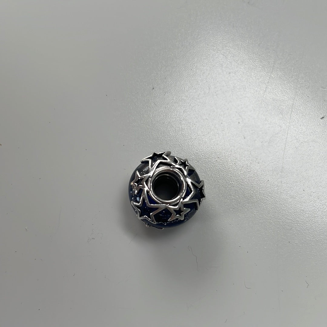 Genuine Pandora New Style Star Navy Blue Murano Fizzle Charm