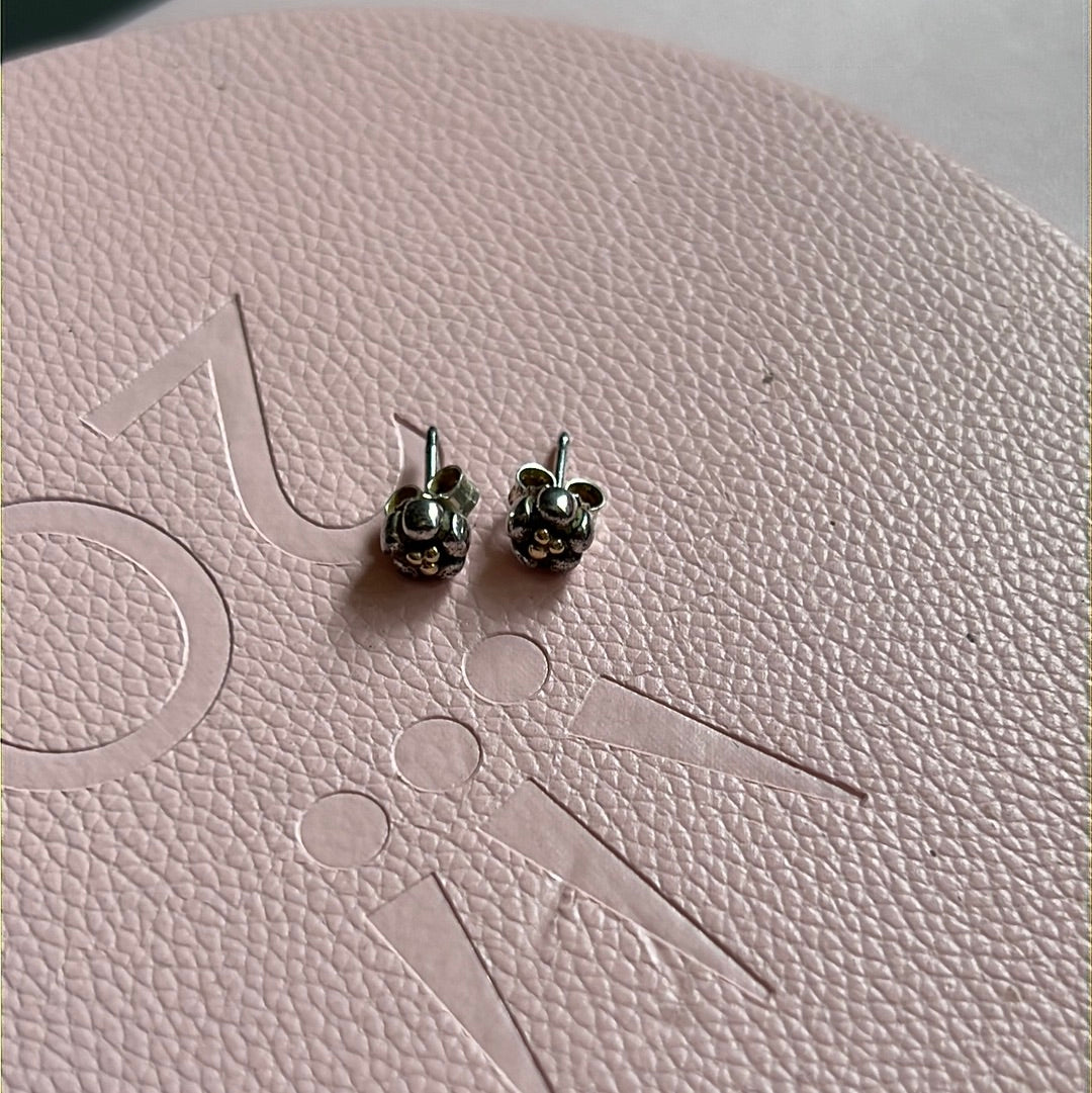 Genuine Pandora Two Tone Flower Earrings Studs Rare 3