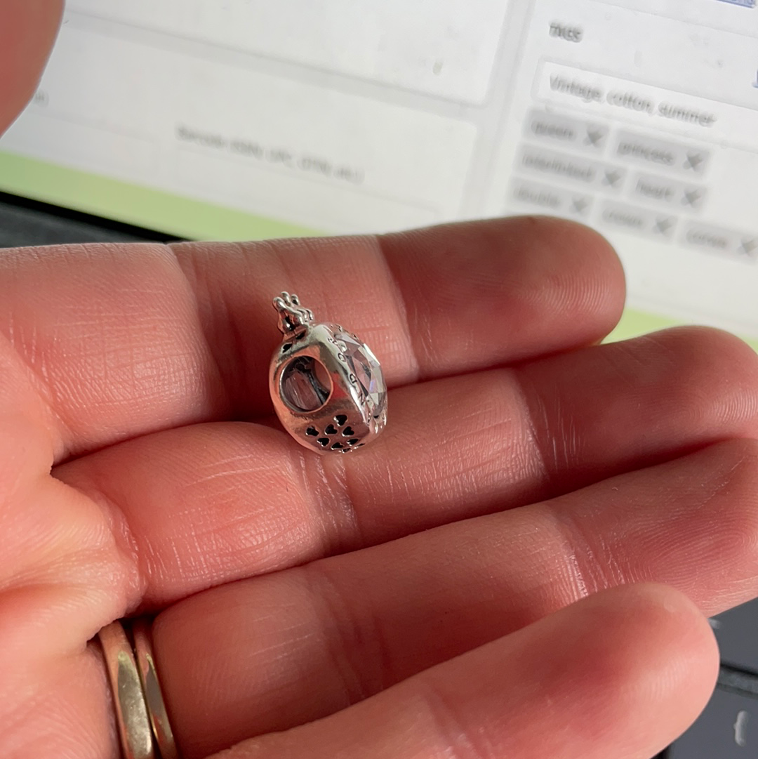 Genuine Pandora Large Clear Stone with Crown Charm