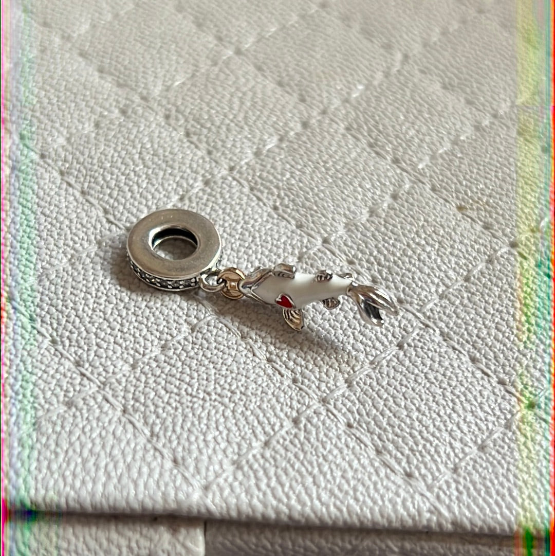 Genuine Pandora RARE Exclusive Brand New Two Tone Lucky Good Fortune Koi Carp Dangle Charm