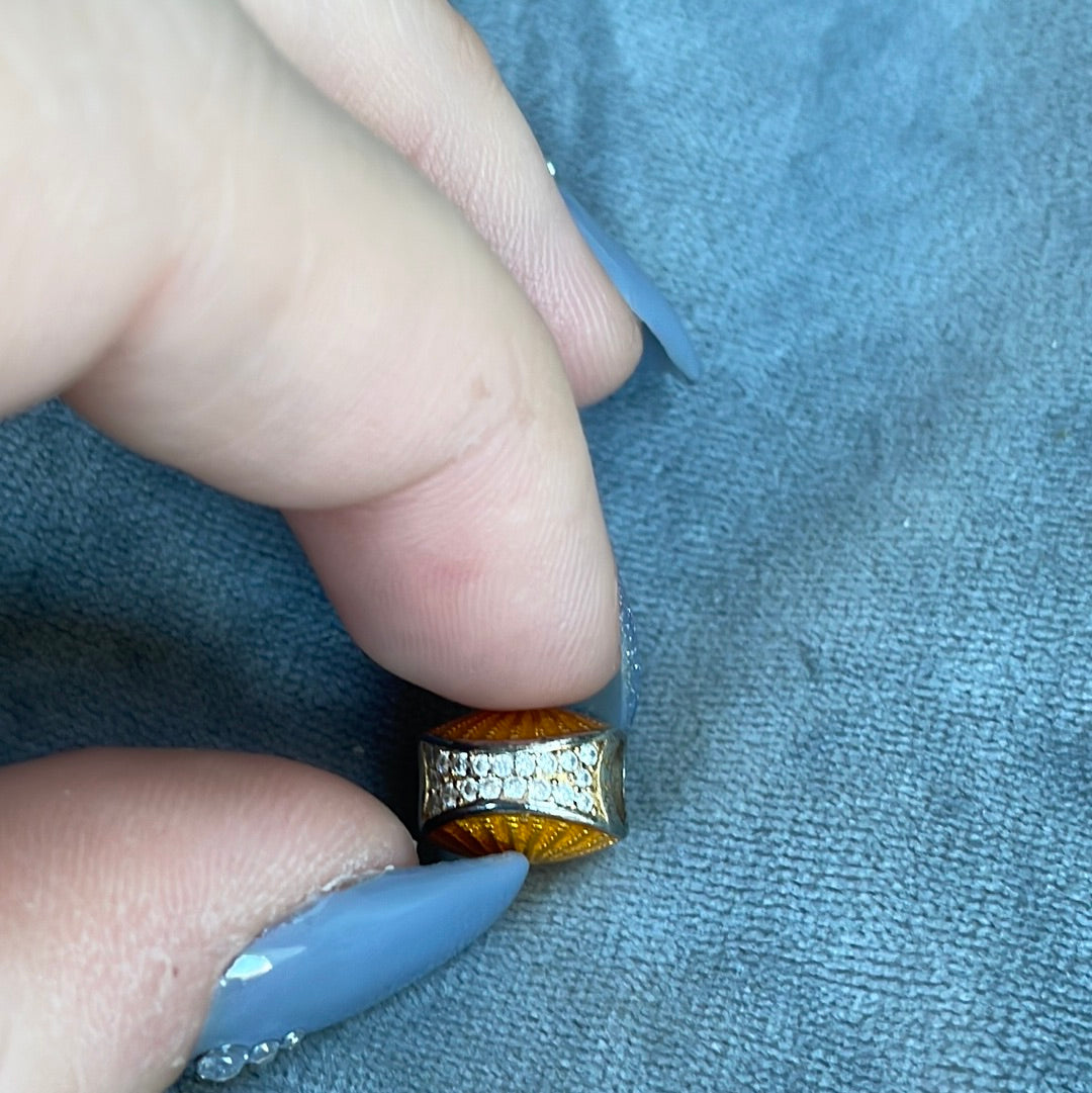Genuine Pandora Shine Gold Sunshine Rays Oval Charm With Heart and Sides Pave