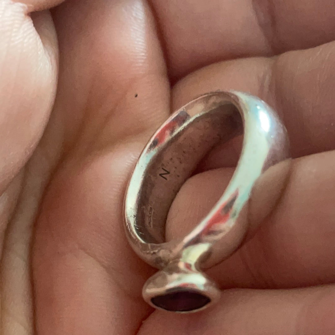 Genuine Links of London Sterling Silver Rare and Retired Amethyst Ring in Size 55 HTF