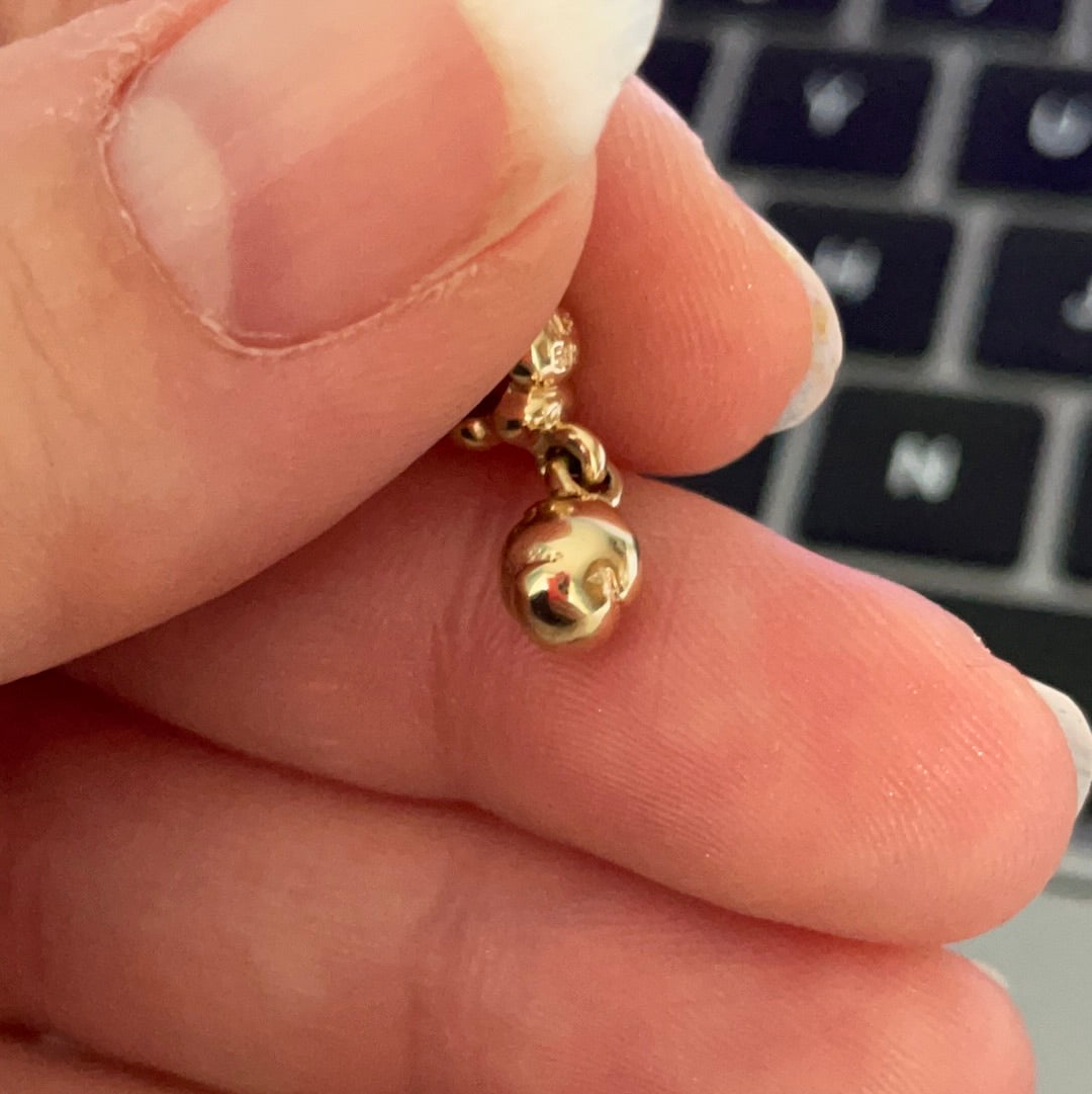 Genuine Pandora Solid 14ct Gold Ruby Rose Bud Dangle SUPER RARE HTF