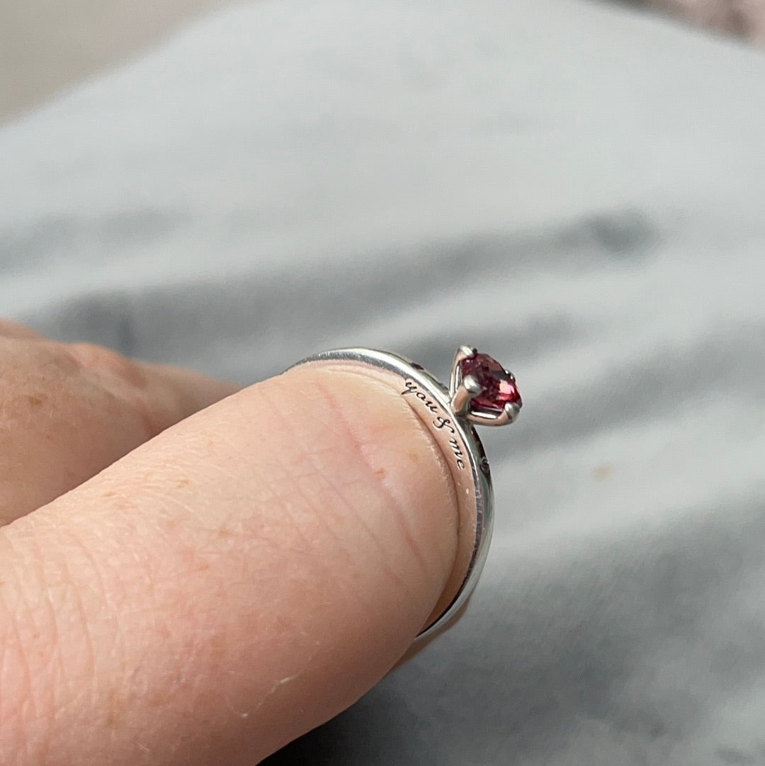 Genuine Pandora Ring Size ... You & Me' Pink Stone Valentine's Day Ring Love Heart