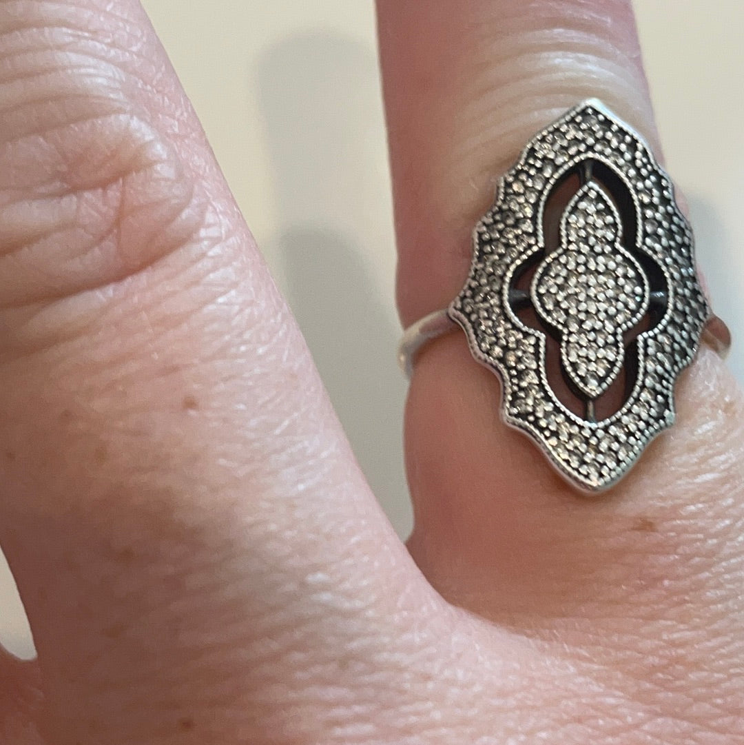 Genuine Pandora Sparkling Pave Lace Ring Statement Piece Size 58