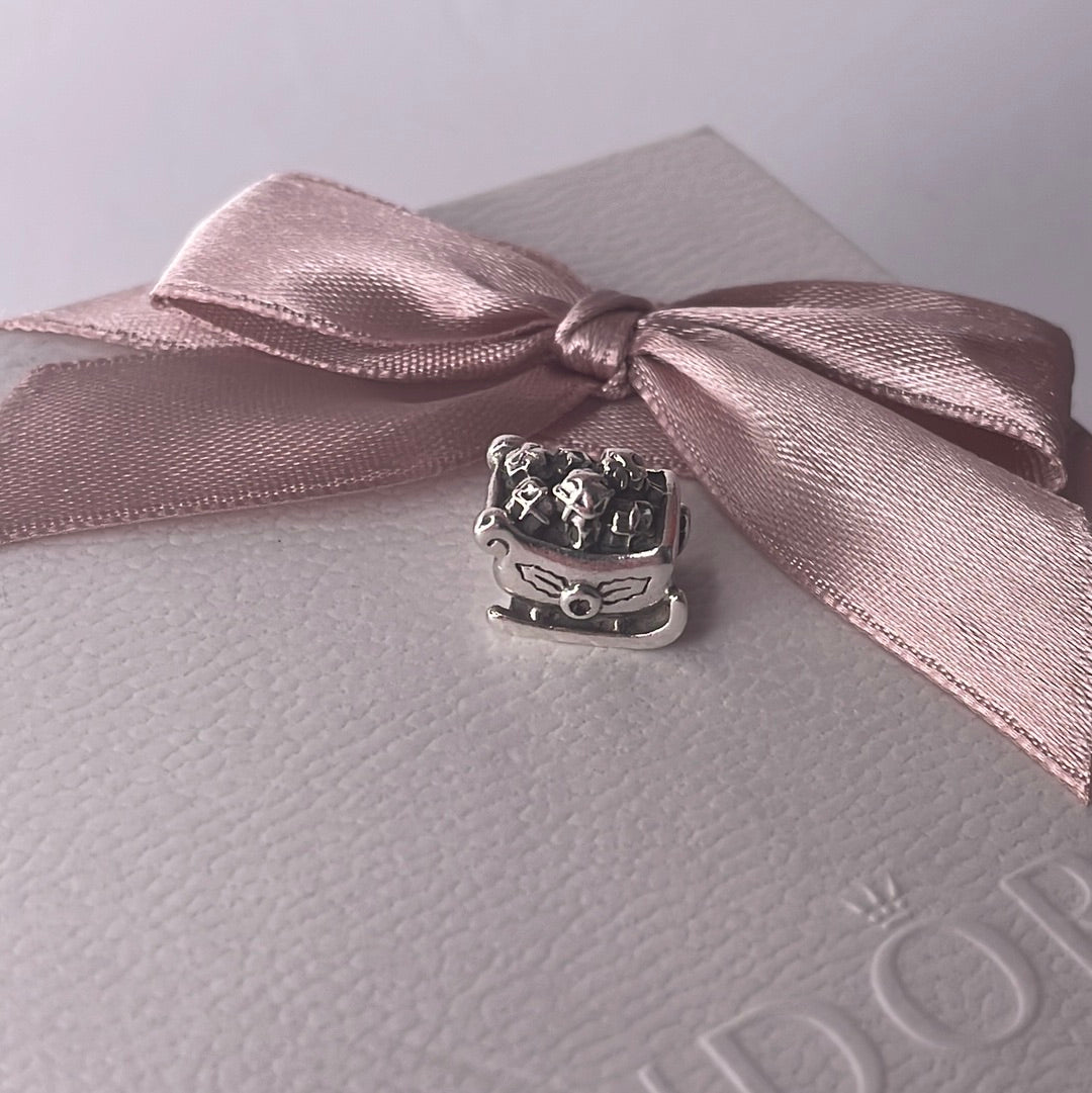 Genuine Pandora Santa Sleigh with Presents Xmas Charm