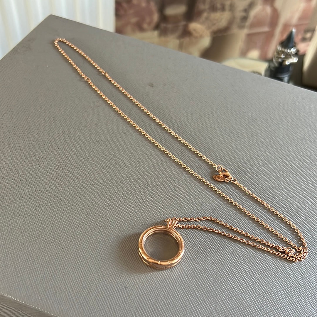 Genuine Pandora Rose Gold Medium Memory Locket Petite Pendant With 45cm Rose Gold Chain