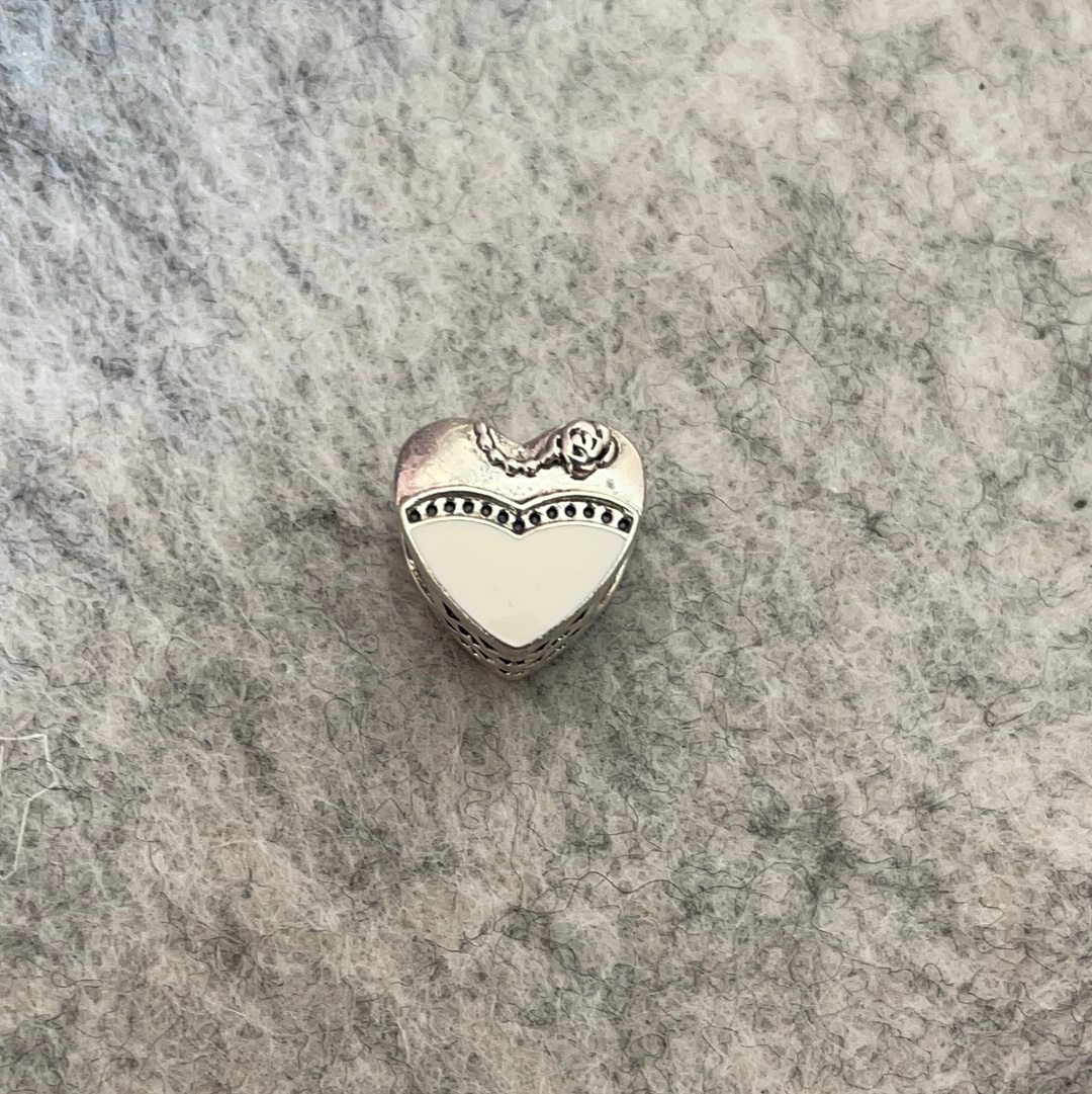 Genuine Pandora Bride and Groom Wedding Anniversary Charm Double Sided Enamel