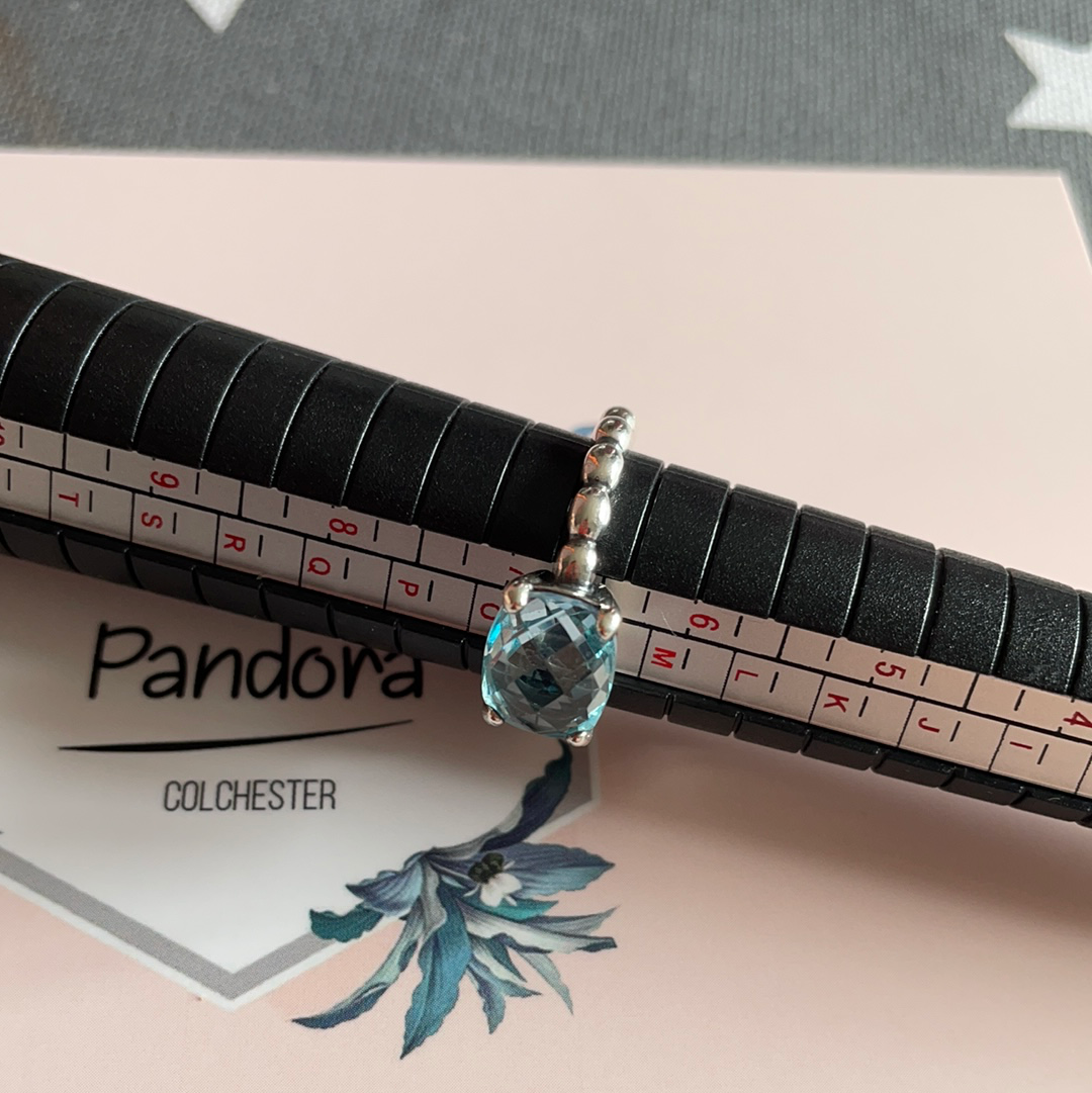 Genuine Pandora Cool Breeze Blue Topaz Ring Size 54 RARE