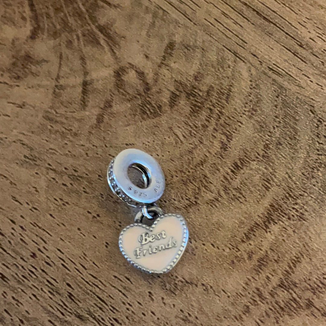 Genuine Pandora Pink Enamel Best Friends Pave Dangle Charm
