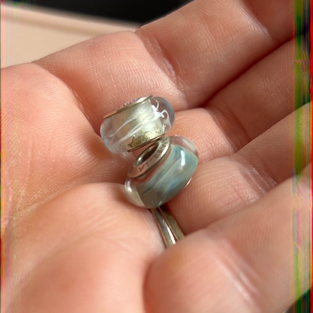 Genuine Chamilia Pair of Blue Murano Charms