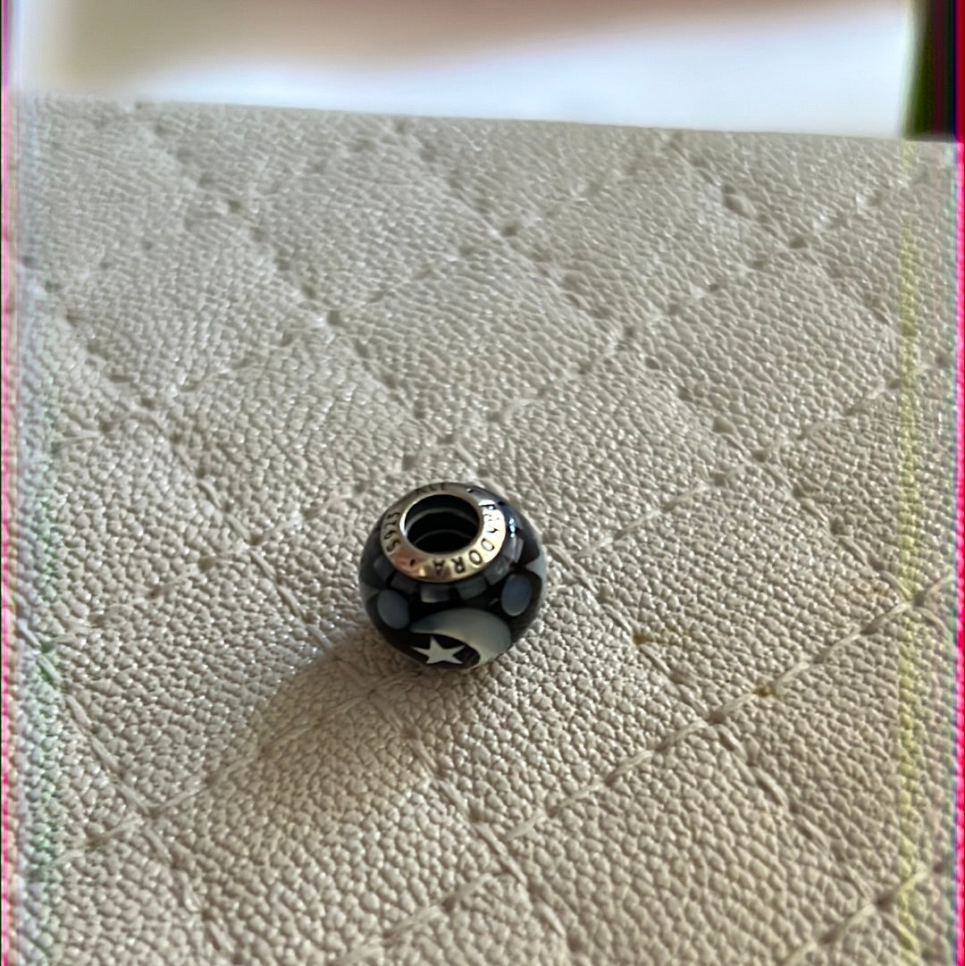 Genuine Pandora Mosaic Moon and Star Pearlescent Charm