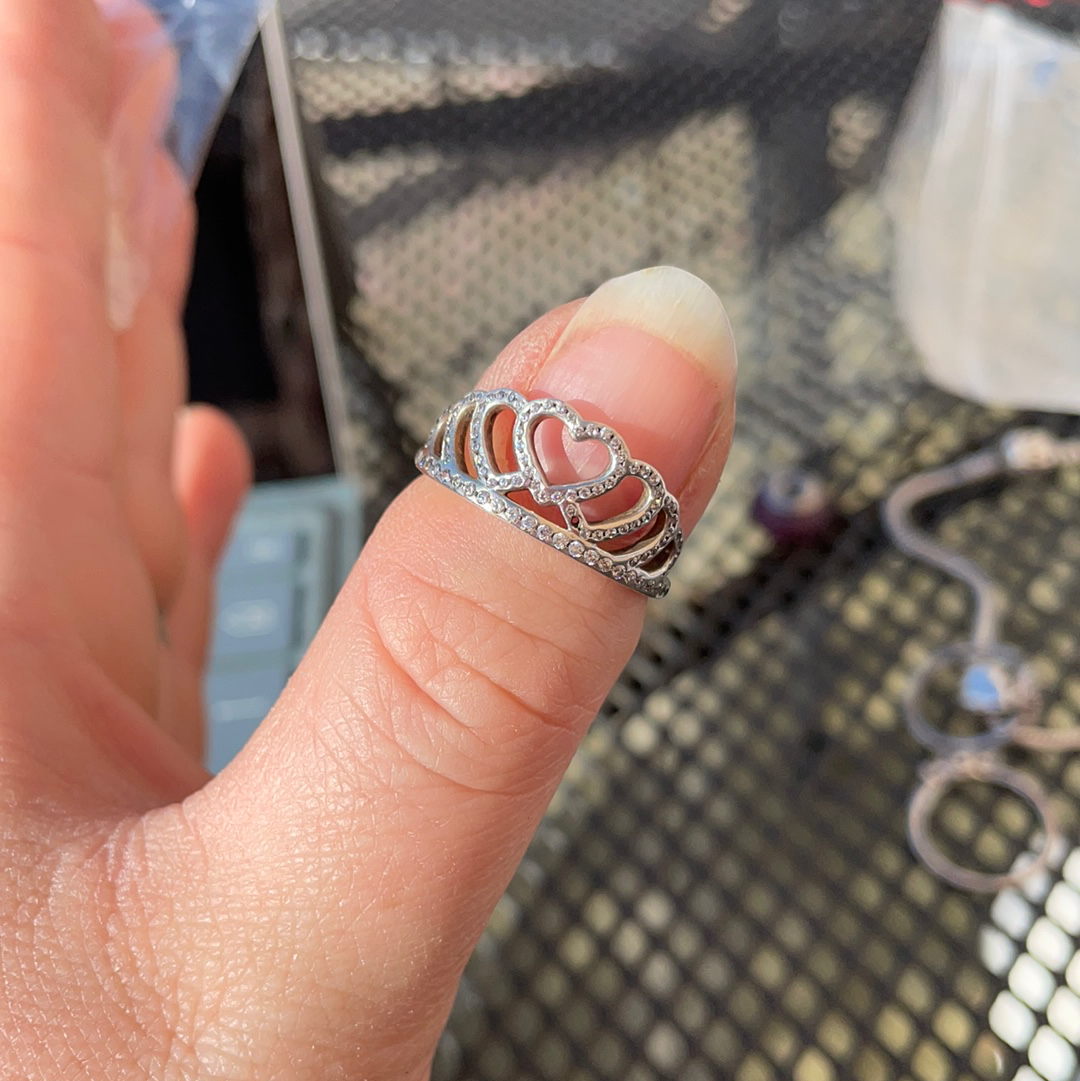 Genuine Pandora Princess Heart Tiara Ring Size