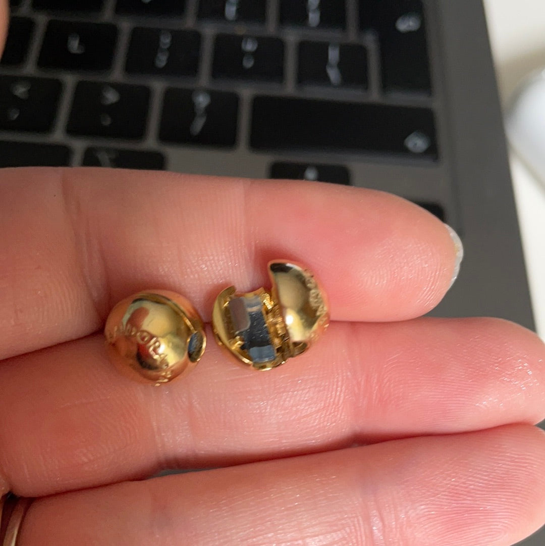 Genuine Pandora Shine Gold Logo Clips PAIR With Tiny Silicone Inserts