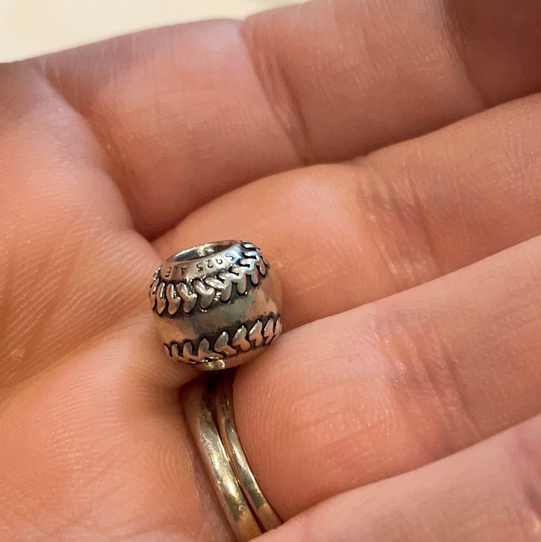 Genuine Pandora Plain Silver Baseball American Football Ball Charm Rare