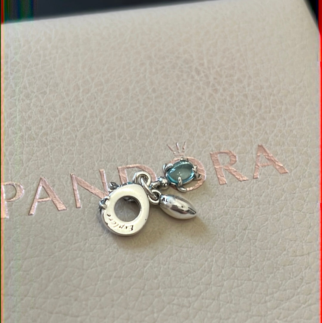 Genuine Pandora Blue Stoned Turtle, Fish and Shell Summer Collection Dangle Charm
