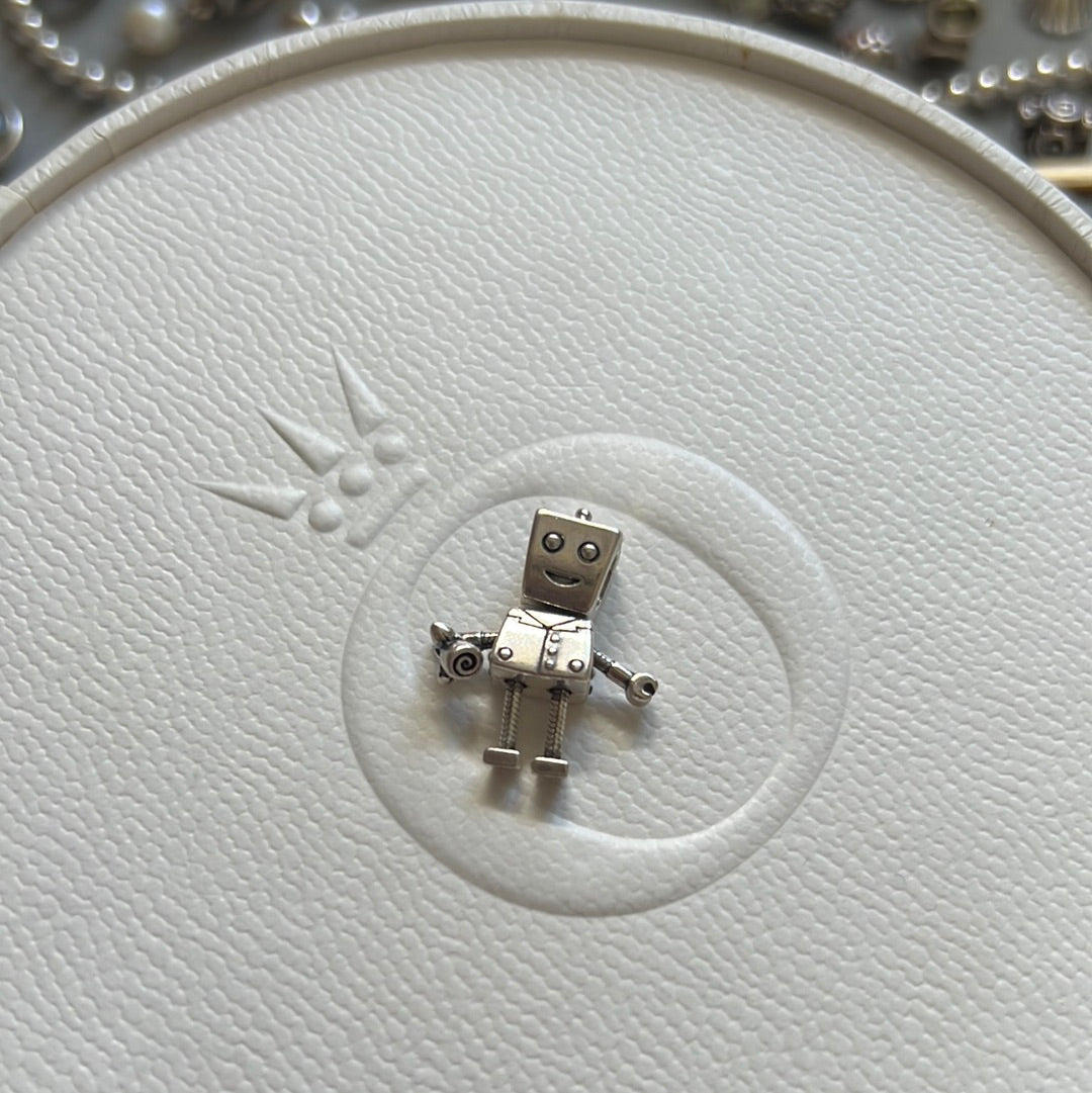 Genuine Pandora Rob Bot Robot Charm With Rose