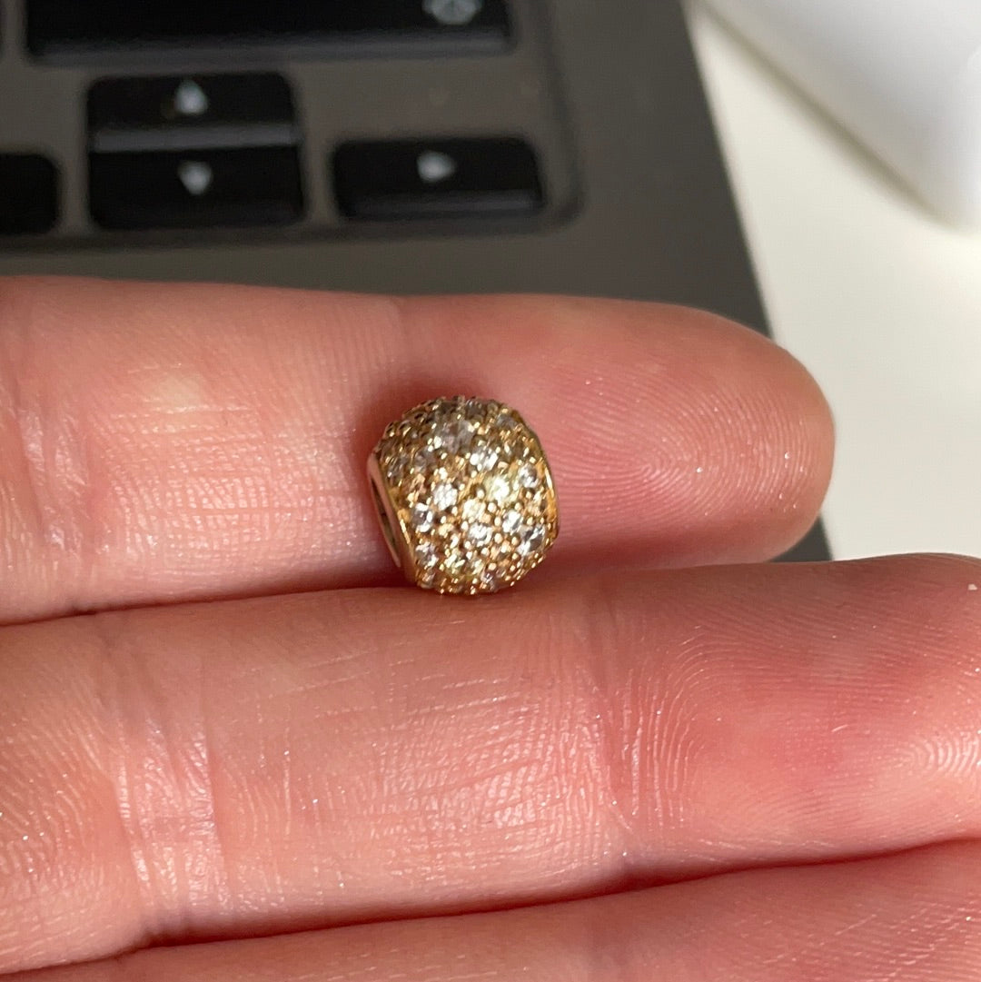 Genuine Pandora Shine Gold Pave Clear Stone Ball Charm