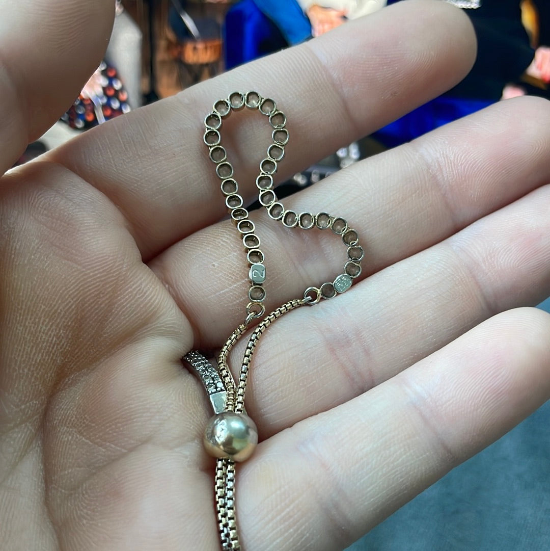 Genuine Pandora Sparkling Rose Gold Beauty Clear Stone Tennis Sparkle Bracelet