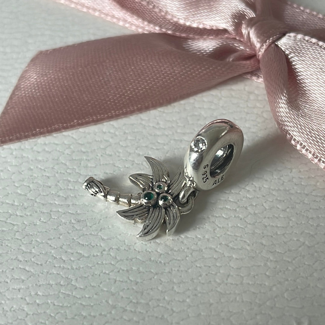 Genuine Pandora New Style Pave Palm Tree Pave Dangle Charm