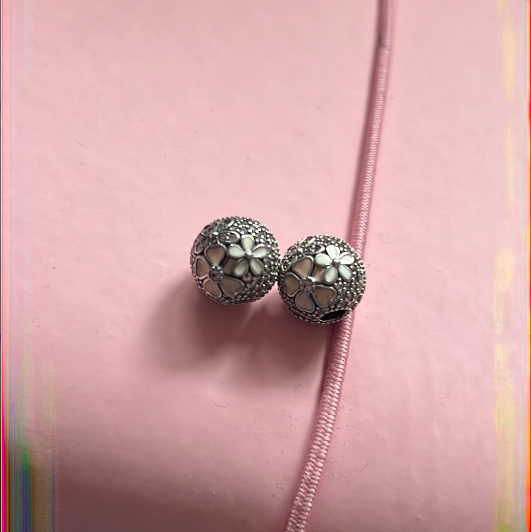 Genuine Pandora Enamel Pave Pink Poetic Bloom Clip Clips Flower Charm x1