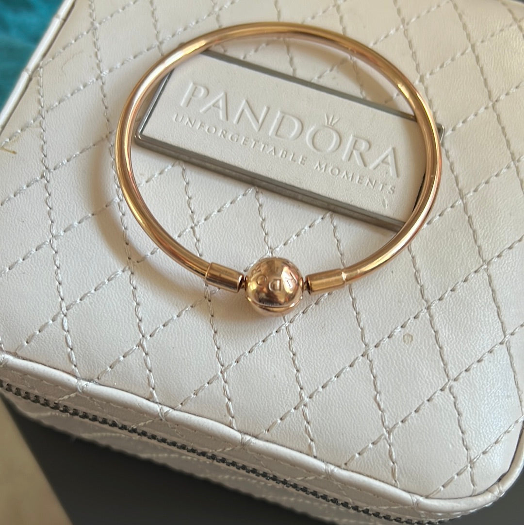Genuine Pandora Rose Gold Bangle Small 19cm