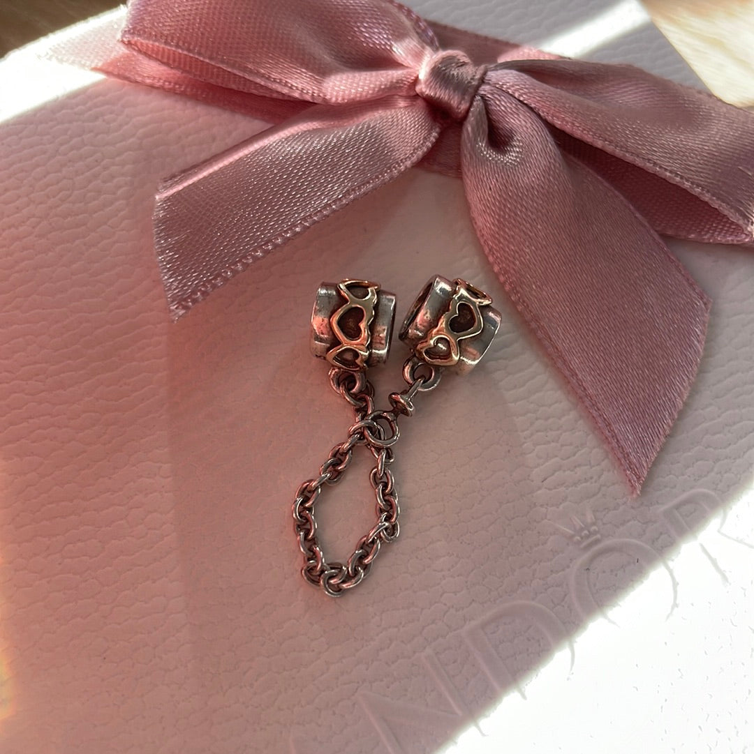 Genuine Pandora Two Tone Safety Chain Heart Design
