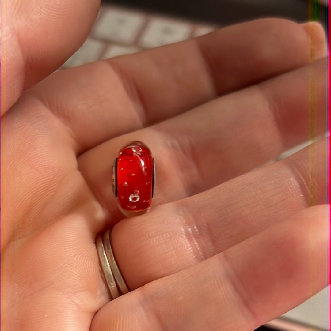Genuine Pandora Red Fizzle Murano Charm