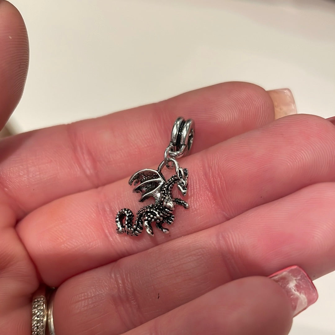Sterling Silver Pair of Dragon Dangle Charms