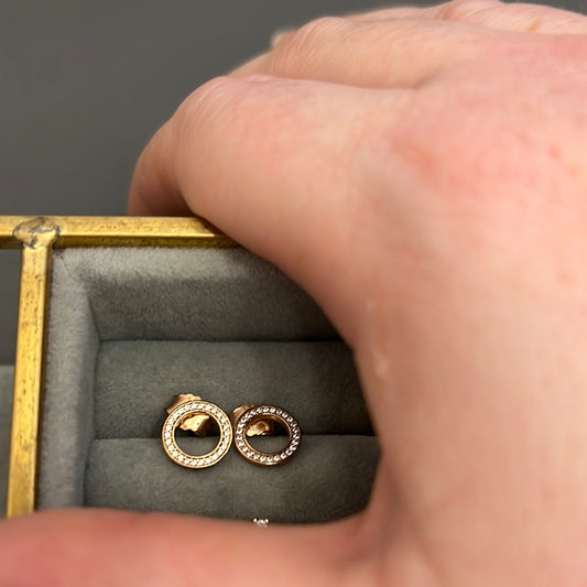 Genuine Pandora Rose Gold Circle Pave Sparkle Earrings