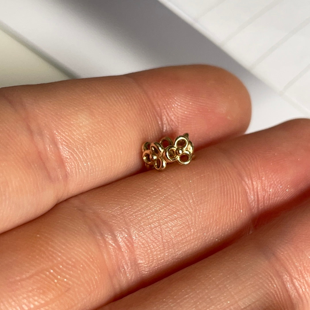 Genuine Pandora Solid 14ct Gold Trinity Flower Spacer Charm HTF