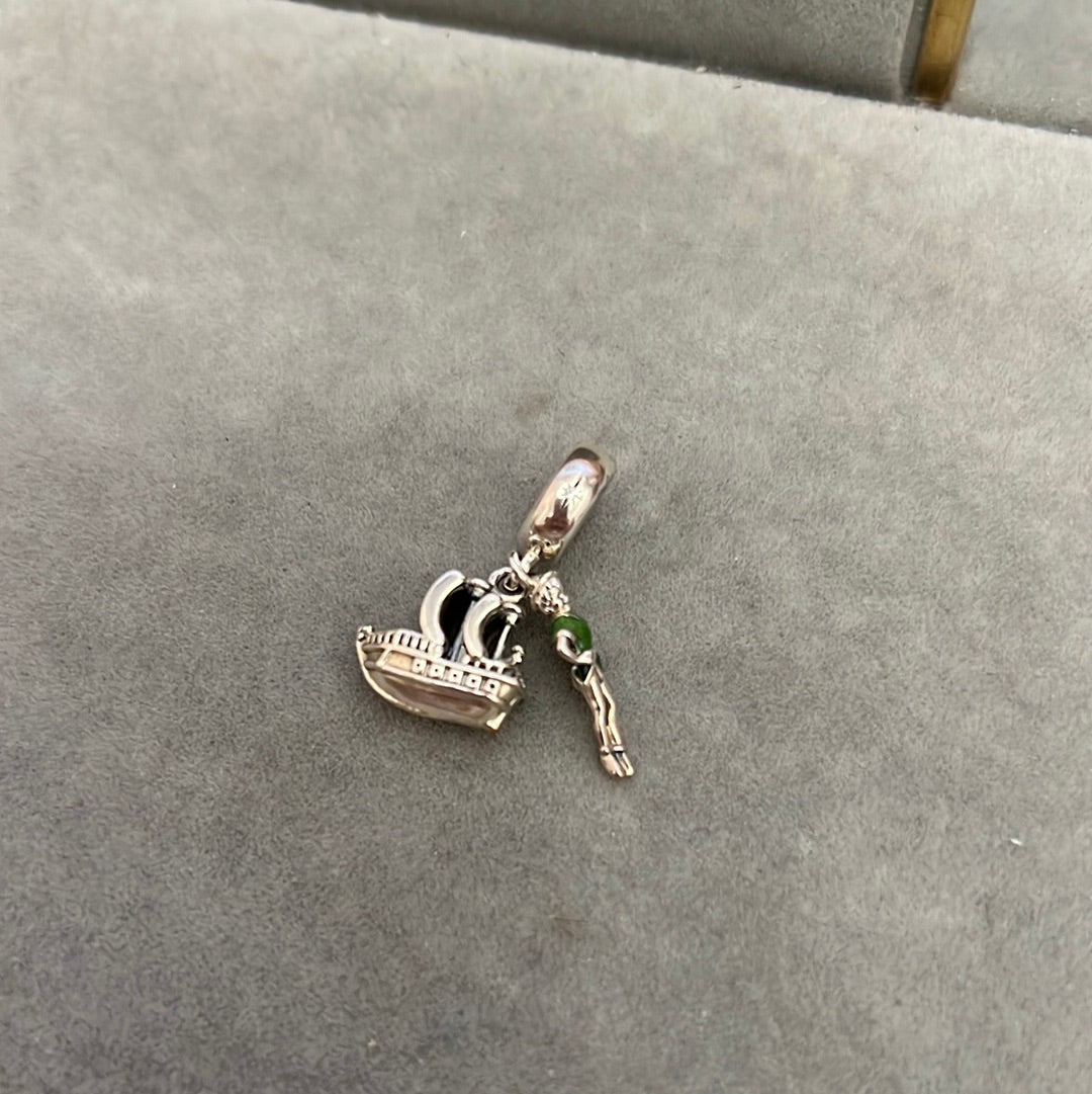 Genuine Peter Pan and Boat Dangle Charm Disney Rare HTF
